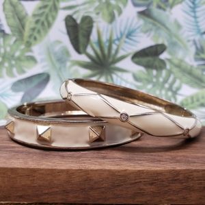 Set of 2 Ivory Enamel Hinge Bracelets